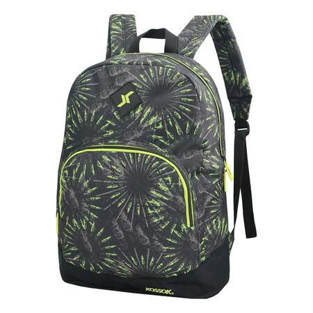 Mochila Kossok Emiro - Escolar - Urbana - Reforzada Gris/Verde Rayas