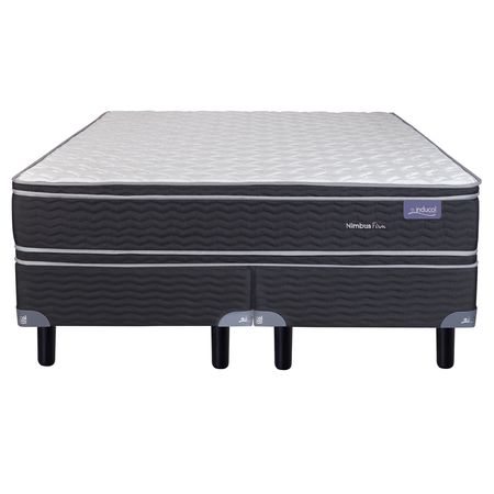 Conjunto Sommier y Colchon de Espuma Inducol Nimbus Firm Super Queen 160x200x26cm de Alta Densidad Doble Pillow Firme Tela Tejido Pique Matelasseado