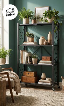 Mueble Estantería Organizador de Metal Plegable con ruedas