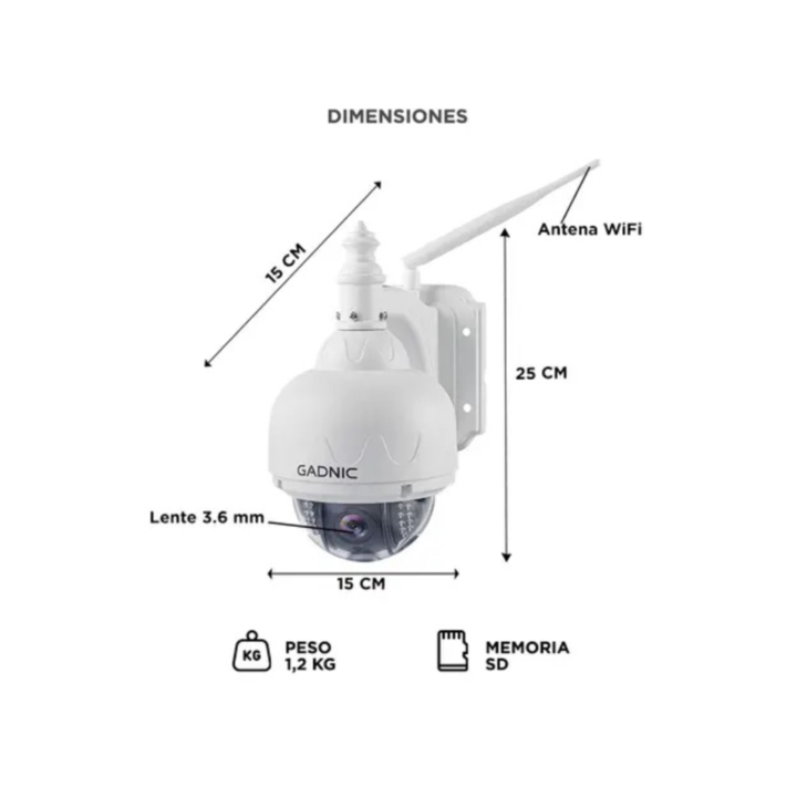 CAMARA DE SEGURIDAD GADNIC IP DOMO MOTORIZADO (C:BLANCO P2P00038) - Vista 3