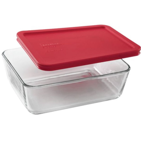 Fuente Rectangular 1,5lts Con Tapa Vidrio Pyrex Rojo