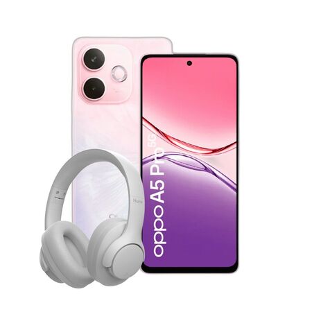 Combo Oppo A5 Pro 5G 8+256GB Pink + Auriculares Hune Over-ear Gris