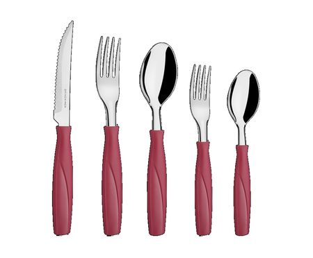 Juego De Cubiertos 30 Piezas -Rojo Brinox ( 6000/758)