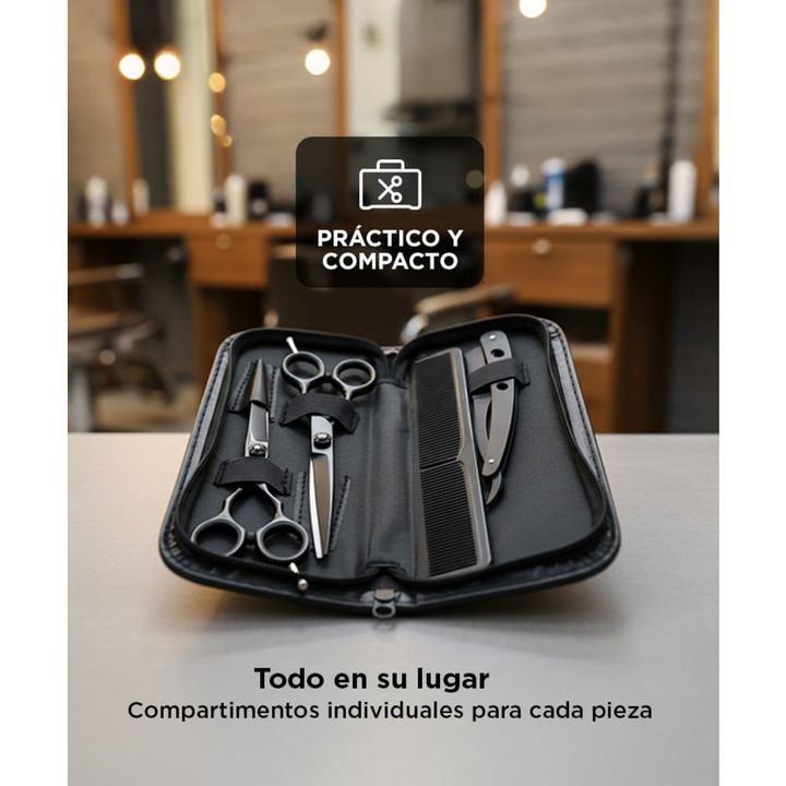 Set de Tijeras Peluqueria Gadnic Corte Pulir y Navaja - Vista 5
