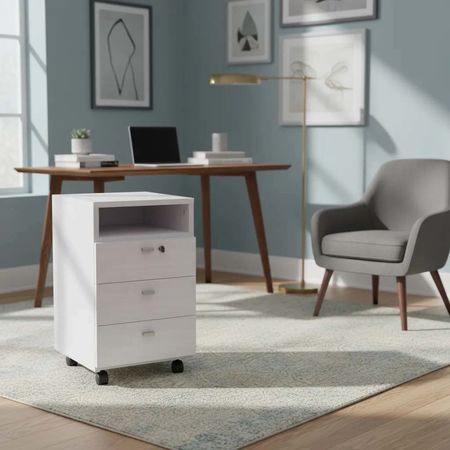 Cajonera Oficina Archivo con Ruedas de 3 Cajones con Llave Gris Andino