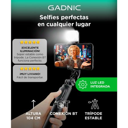 Tripode Gadnic Bastón de Selfie Con Bluetooth y Flash