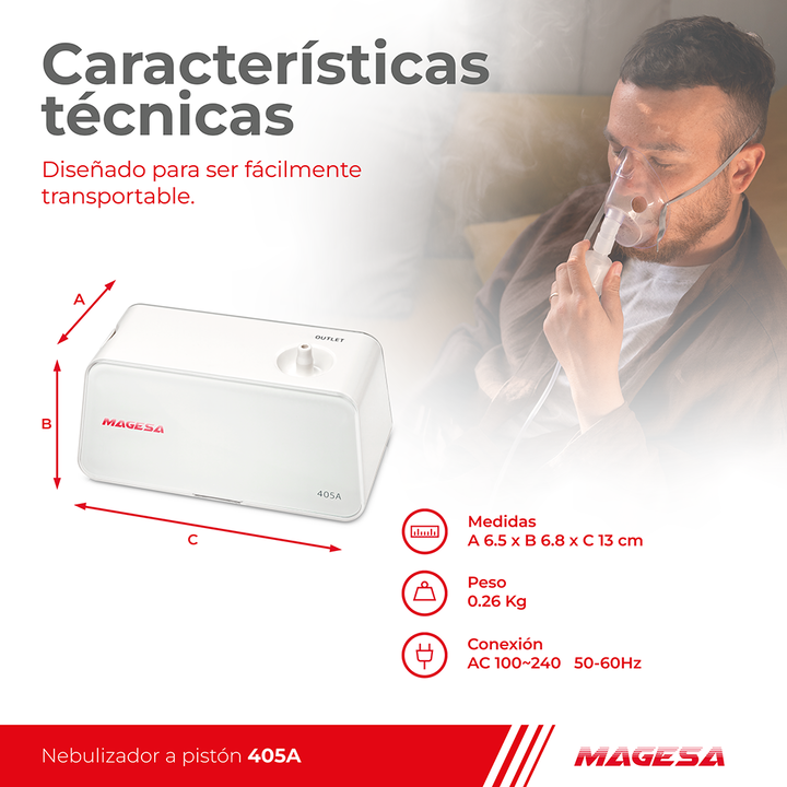 Nebulizador Piston Magesa Silencioso Adulto Pediatrico 405A - Vista 6