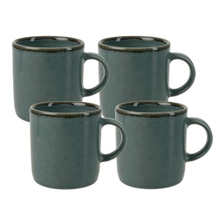 Set x 4 Jarro Taza Mug 110 Ml Tacita Espresso Porcelana Envejecido Azul