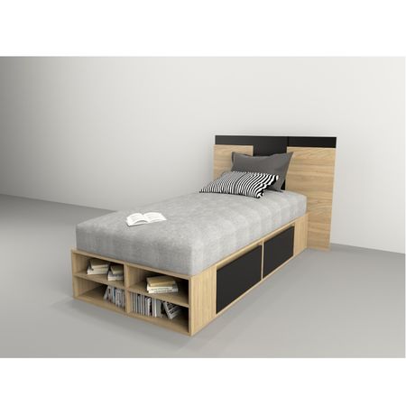 Box Multifunción 0.92 Mts 4 Cajones Tables Cod: 6440 Olmo Finlandés y Negro