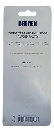Set de Puntas Bremen Electricista FPH2 6 Piezas 75 a 150mm