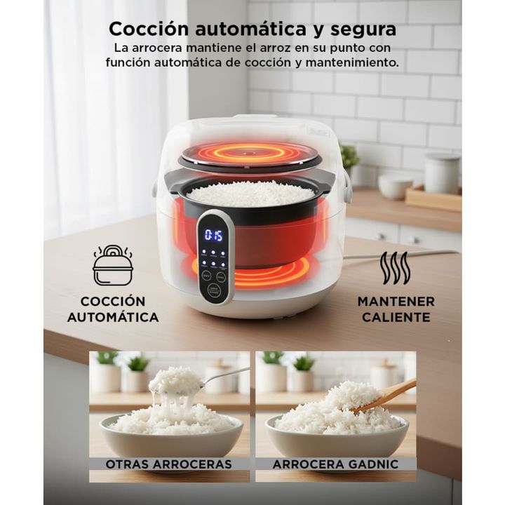 Arrocera Eléctrica Riceron Gadnic Olla Eléctrica Vaporera Multi Función 1.5L - Vista 3