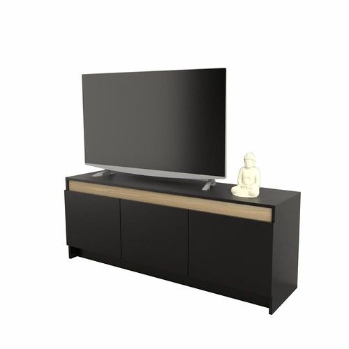 Rack de TV 3 Puertas DS Home Negro Olmo 135x53x38 cm - Vista 6