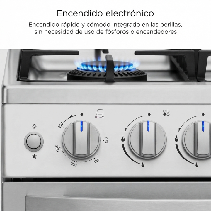 Cocina Multigas 4 Hornallas 50cm 20tmg4pgar1 Gris Midea - Vista 8