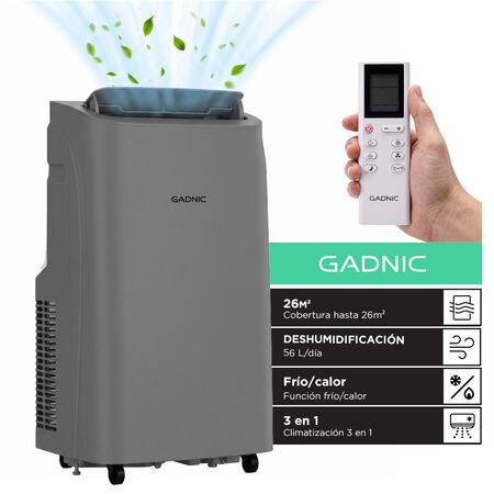 Aire Acondicionado Portátil Gadnic Frío/Calor Cobertura 18 A 26 M² 56 L Día 3000 Frigorías