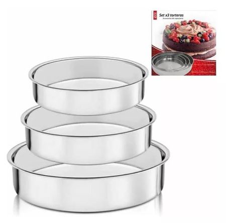 Moldes Torta Acero Inoxidable Set X3 diferentes tamaños