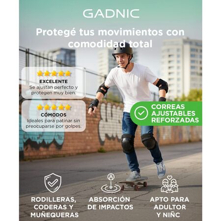 Kit de Protectores Para Patinaje Gadnic Protección Rodillera Codera Muñequeras