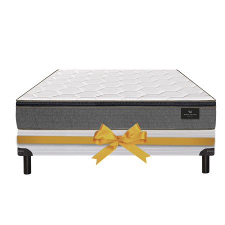 Promo Colchon King Koil Finesse 2 Plazas y media 140x190 Resortes LFK + Pillow de Espuma + Sommier de Regalo