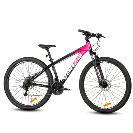 Bicicleta MTB Venzo Ahead Talle XS R29 21V Negro Rosa Disco Mec