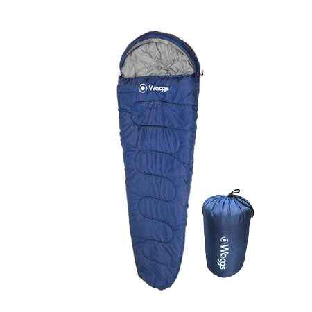 Bolsa De Dormir Térmica Capucha Impermeable Waggs Camping Azul