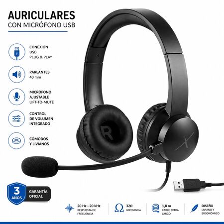 Auriculares con Micrófono VolkanoX Chat Series MK2 VKX-212-GT USB