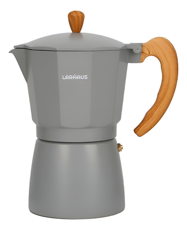Cafetera Italiana Apta Induccion Larhaus 9 Pocillos Aluminio Gris