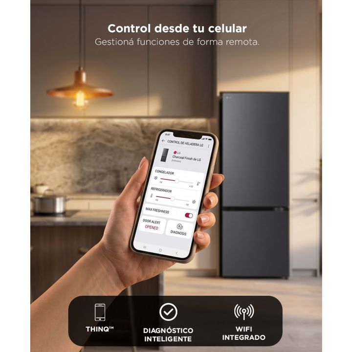 Heladera LG VB33BPM Bottom Freezer 335Lts Door Cooling Smart Inverter - Vista 5