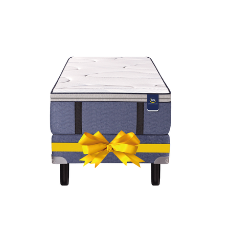 Colchon Serta Pensilvania 1 Plaza y media 90x190x32 de Resortes con Pillow Premium + Sommier de Regalo
