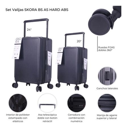 Set De Valijas Skora Bs As Hard Abs 24 Y 20 Pulg Negro 39978