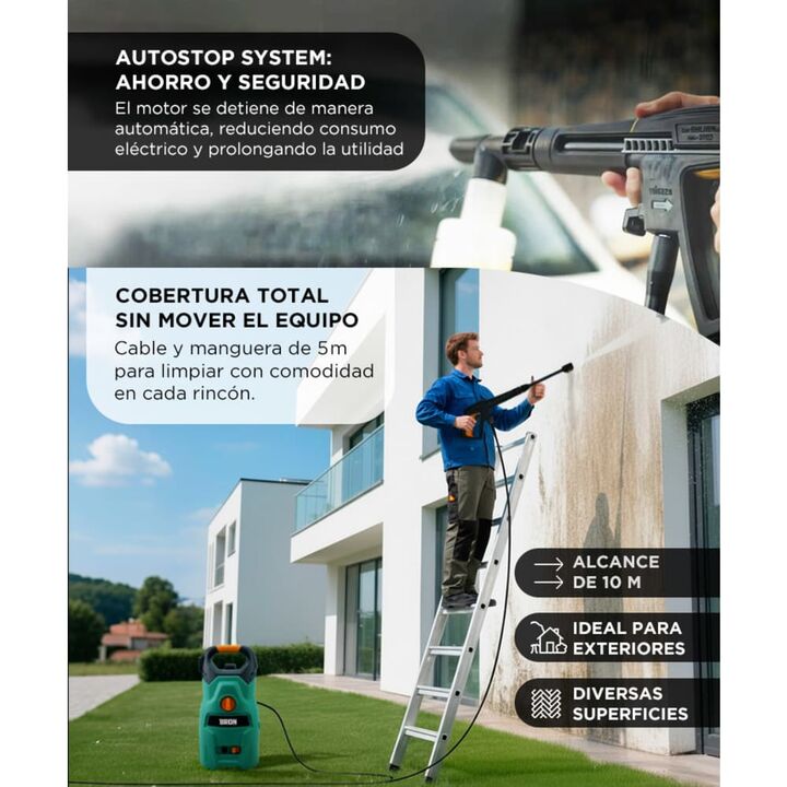 Hidrolavadora Bron By Gadnic Eléctrica 1400W Alta Presión Caudal 65Lmin Compacta - Vista 5