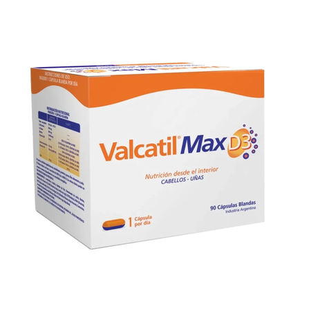 Suplemento Dietario Cabello y Uñas Valcatil Max D3 x90 Caps