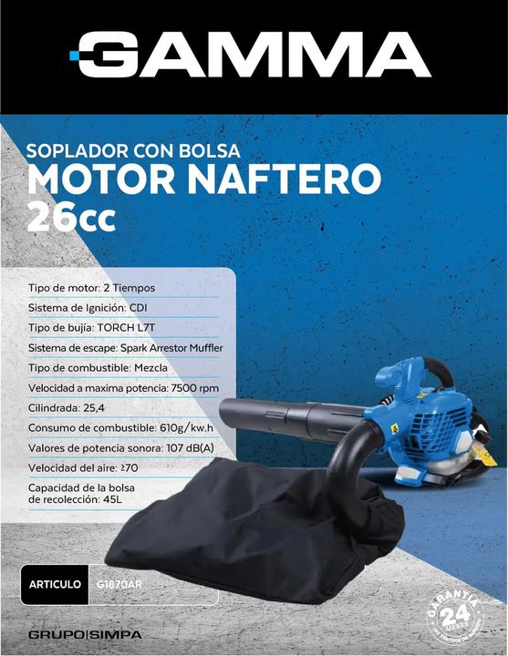 Soplador Con Bolsa Motor Naftero 26cc - G1870ar - Vista 1