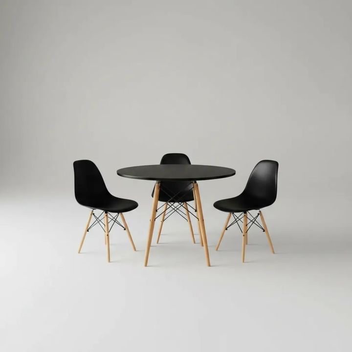 Juego De Comedor Mesa Eames 120cm+4 Sillas Eames Negro - Vista 2