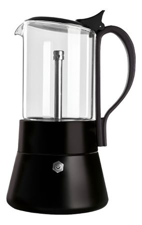 Cafetera Italiana Acero Inox Y Vidrio Para Inducción Hudson Negro
