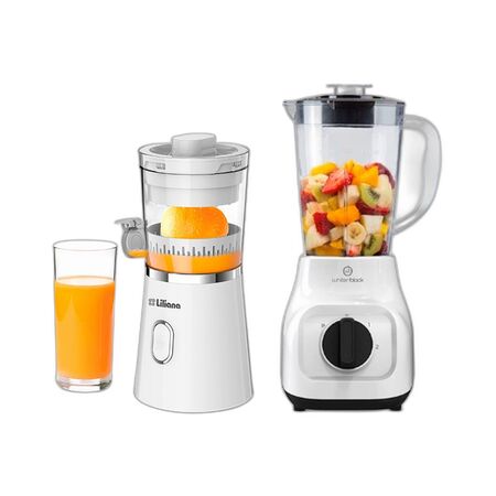 Combo Exprimidor Liliana 130W 300ml + Licuadora Whitenblack 350W 1L
