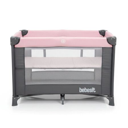 Cuna Bolso Transportable Doble Altura Con Cambiador Bebesit 2105-ac Rosa Con Gris