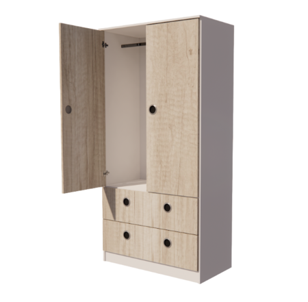 PLACARD EMC JUVENIL CON 2 PUERTAS Y 2 CAJONES BLANCO Y HELSINKI (PLACJUV-BH)