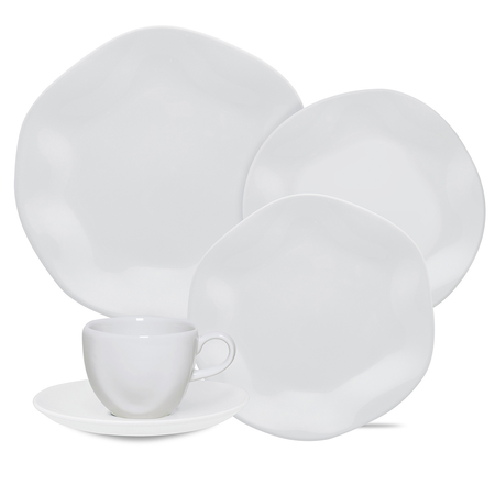 Ryo Blanco - Juego Vajilla X30 Porcelana Oxford Platos Y Tazas