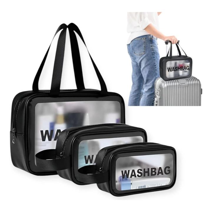 Set 3 Neceser Impermeable Porta Cosméticos Washbag Pvc Viaje - Vista 3