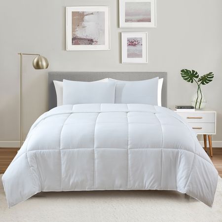 Acolchado Simil Plumón Reversible Twin Blanco/Blanco 1 1/2 Plaza