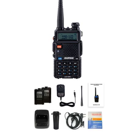Handy Baofeng UV-5R Kit Bi-Banda 8w Hasta 12km + 2 Baterías y Manos Libres