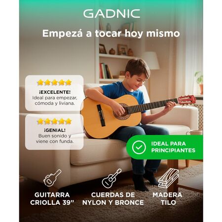 Guitarra Criolla Beige Gadnic 39 