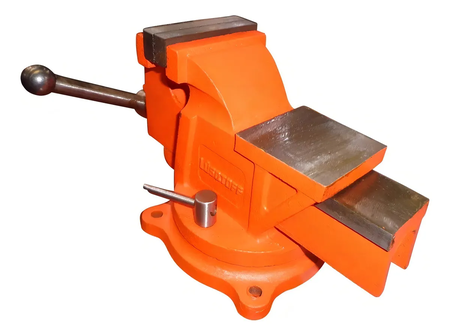 Morsa De Banco 4'' Con Base Giratoria Lusqtoff Lmo4 Yunque Naranja