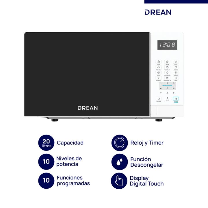 Microondas Digital 20 L Blanco Drean - HMD20ARBB0 - Vista 1