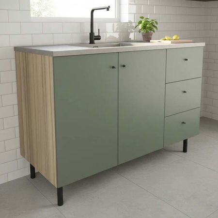 Bajo Mesada Moderno de Melamina 120 CM Verde Safari JOUMELA