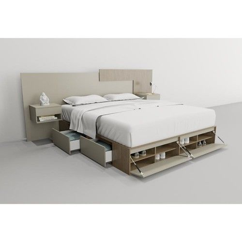 Box de Cama DS Home 2,00 m 4 Cajones 2 Puertas Nogal Gris 203x33x202 cm - Vista 2