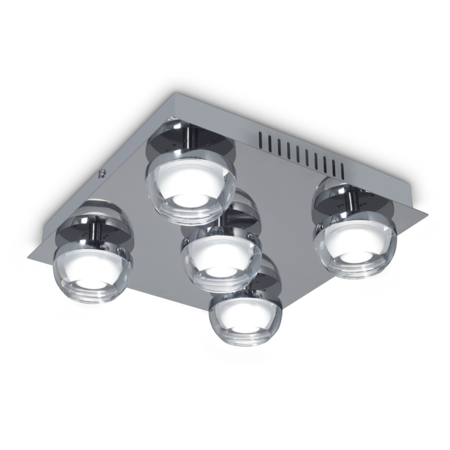 Plafon Cuadrado Led con Tulipas 5 Luces 15W 220V Plata