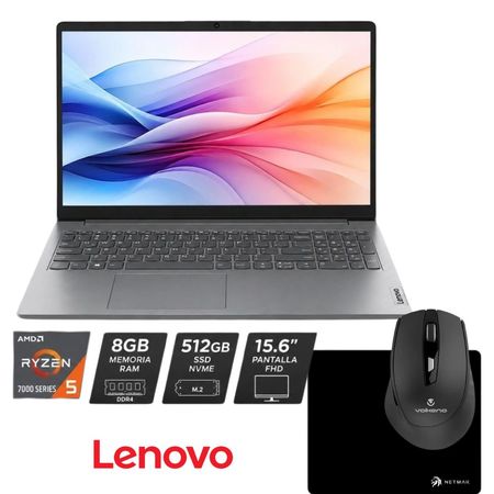 Combo NOTEBOOK LENOVO V15 G4 AMN – RYZEN 5 7520U – 8GB – SSD 512GB – 15,6” FHD+ mouse pad+ mouse inalámbrico 