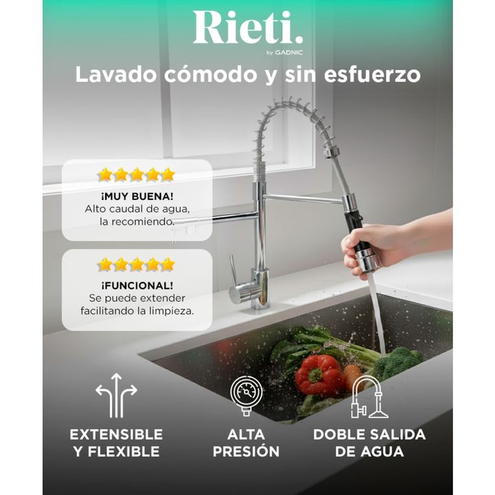 Griferia Canilla Monocomando Rieti by Gadnic Extensible y Flexible - Vista 2