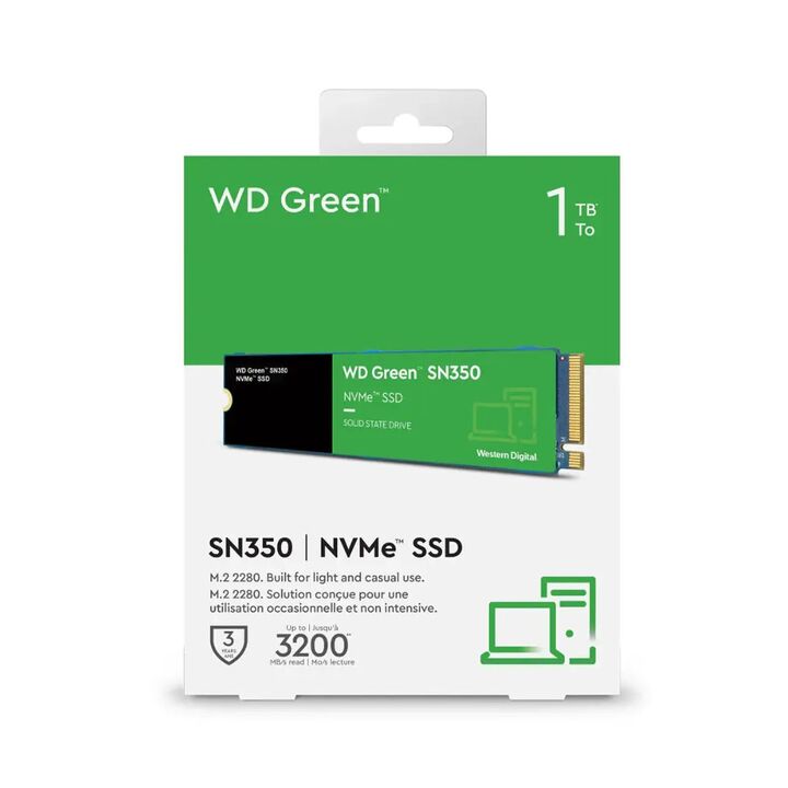 Disco Solido SSD1TB Western Digital M.2 SN350 NVME Verde - Vista 1