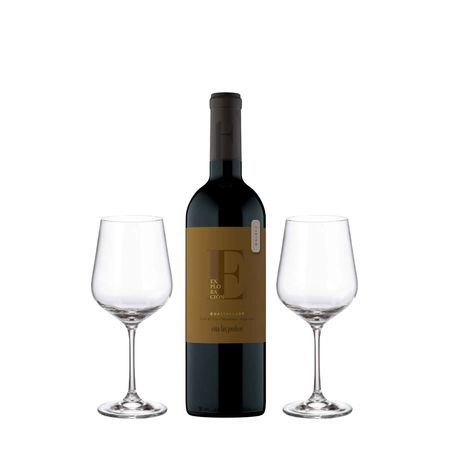 Set Vino Tinto Las Perdices Exploracion Malbec Gualtallary y 2 Copas Con Estuche